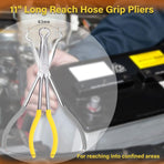 Long Reach Pipe Grip Pliers 11 Inch Ring Nose Pliers 3/5 Inch Diameter Pipe Pliers Offset Spark Plug Boot Removal