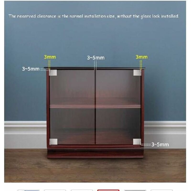 Pair / Frameless Glass Door Hinge Wine Cabinet Showcase Glass Door Hinge Side Mounted Embedded (Silver)