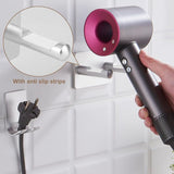 Universal Hair Dryer Holder Stainless Steel No Drilling Wall Mount Hair Dryer Holder Stick-On Holder Universal Holder - Side View