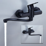 Single Handle Kitchen Faucet Wall Mounted High Quality Brass Body Black Projection 200Mm（G1/2）