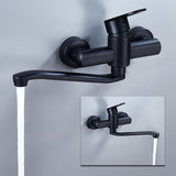 Single Handle Kitchen Faucet Wall Mounted High Quality Brass Body Black Projection 200Mm（G1/2） - Front View