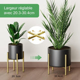 Plant Stand, Simple Style Metal Plant Shelf, Indoor And Outdoor Flower Pot Holder Adjustable Width For 20-30Cm Pots - Front View