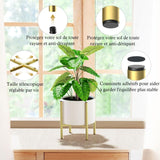 Plant Stand, Simple Style Metal Plant Shelf, Indoor And Outdoor Flower Pot Holder Adjustable Width For 20-30Cm Pots - Top-Down View