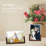 6 Inch Photo Frames 2 pcs Set, Wooden And Acrylic Glass Picture Frame For Tabletop Home Decor - Front View