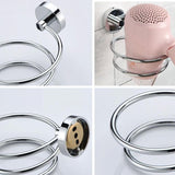 Wall Mounted Hair Dryer Holder, 304 Stainless Steel Hair Dryer Storage/Holder, Bathroom Accessories - Top-Down View