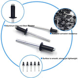 100 pcs 4.8 X 12Mm Aluminum Blind Rivets, Open End Rivets, Pop Rivets, Pack Of 100 (Black) - Front View