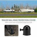 Trailer Hitch Ball Cover, 50Mm Universal Hitch Ball Cap Tow Ball Cover Trailer Hitch Ball Protective Cover, Black - Front View