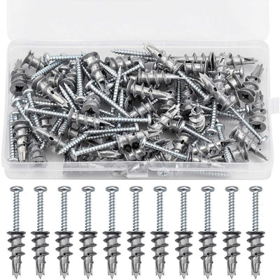 100 pcs Zinc Alloy Expansion Screw Set Combination 50 pcs Screws And 50 pcs Anchors - Metal Self-Drilling - For