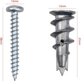 100 pcs Zinc Alloy Expansion Screw Set Combination 50 pcs Screws And 50 pcs Anchors - Metal Self-Drilling - For - Top-Down View