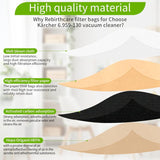 Vacuum Cleaner Bags, 20 Pack Upright Vacuum Cleaner Bags, Paper Filter Bags, For Karcher 6.959-130.0 - Side View