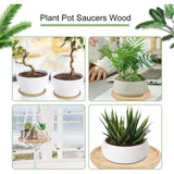 2 Piece Bamboo Saucers 20Cm ROund Bamboo Tray Bamboo Plant Saucer ROund Serving Tray Wooden Flower Pot Saucer For Cups,
