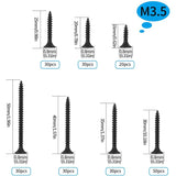 220 pcs Self Tapping Wood Screws, Black Cross Flat Head Self Drilling Screw, Metal Screws For Drywall Furniture - M3.5 - Front View