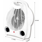 Electric Fan Heater, Electric Stove, 1000W / 2000W, Hot Air Thermo Convector 2 Powers Intuitive Button, Silent, Portable