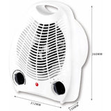 Electric Fan Heater, Electric Stove, 1000W / 2000W, Hot Air Thermo Convector 2 Powers Intuitive Button, Silent, Portable - Front View