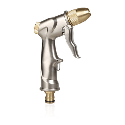 Garden Hose Spray Gun With Full Brass Nozzle, 100% Metal Heavy Duty Water Gun, High Pressure Spray Nozzle For Watering