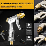 Garden Hose Spray Gun With Full Brass Nozzle, 100% Metal Heavy Duty Water Gun, High Pressure Spray Nozzle For Watering - Front View
