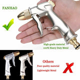 Garden Hose Spray Gun With Full Brass Nozzle, 100% Metal Heavy Duty Water Gun, High Pressure Spray Nozzle For Watering - Side View