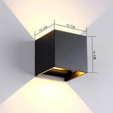 Wall light - cube lamp - Outdoor lamp - for indoor and outdoor use - black - industrial - LED lamp - 10×10 cm - 12 watt - Rear View