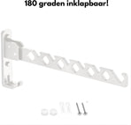 Wall-mounted coat rack - foldable - white - 35 cm - coat hook - hanger - drying rack