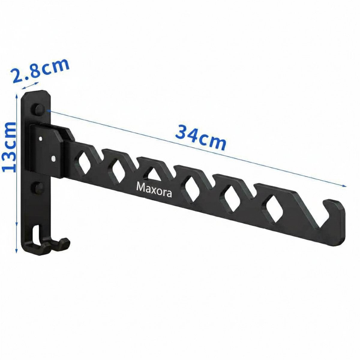 Wall-mounted coat rack - foldable - black - 35 cm - coat hook - hanger - drying rack