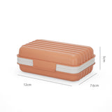 Set of 2 soap dishes with lids, portable soap holder, baby bathroom accessories, travel toiletries, for holidays and trips, 12 x 7.6 x 5 cm, white, orange, PP
