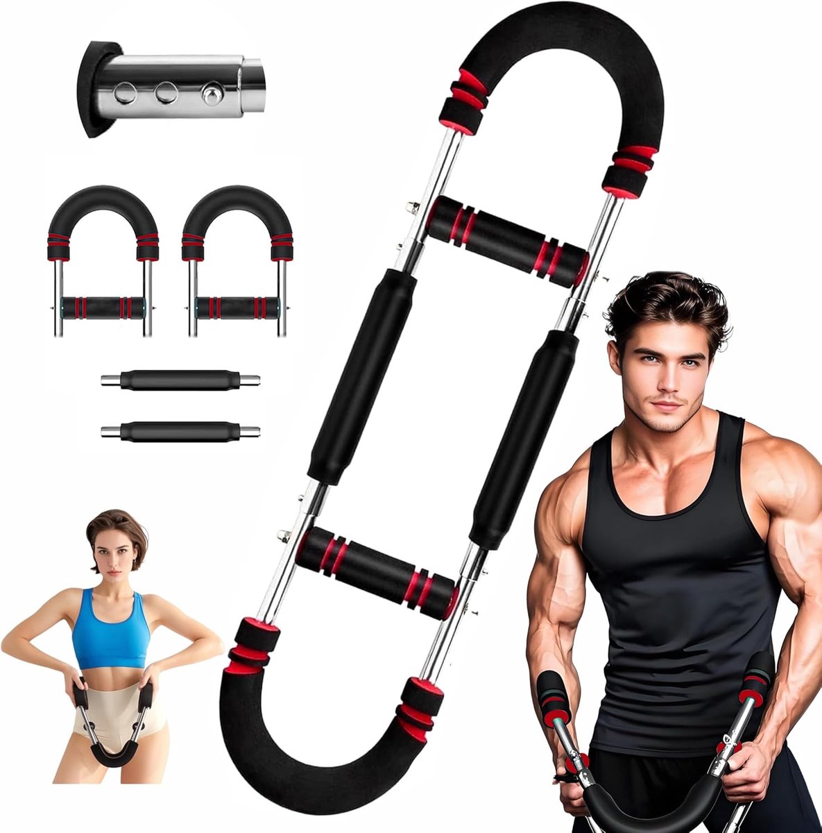 Arm Trainer - U-Shaped Twister - Adjustable Chest Enlarger with 3 Resistance Levels - Detachable Fitness Chest Enlarger - Portable Arm, Chest, and Shoulder Trainer