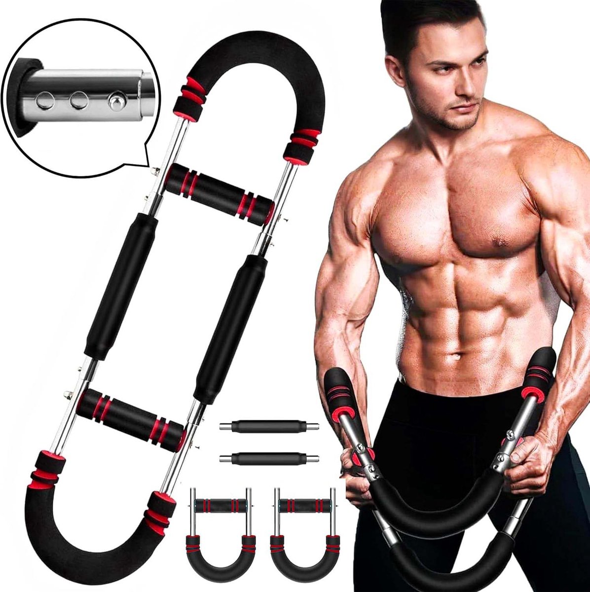 Arm Trainer - U-Shaped Twister - Adjustable Chest Enlarger with 3 Resistance Levels - Detachable Fitness Chest Enlarger - Portable Arm, Chest, and Shoulder Trainer