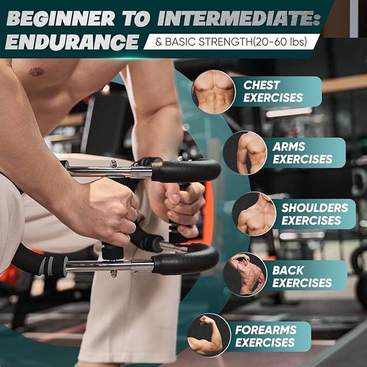 Arm Trainer - U-Shaped Twister - Adjustable Chest Enlarger with 3 Resistance Levels - Detachable Fitness Chest Enlarger - Portable Arm, Chest, and Shoulder Trainer