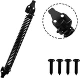 Door closer - Door spring - 36 cm - Outdoor door closer - Gate locks - Garden gate spring - Black - Carbon steel - For wooden fence gates - With mounting accessories - Front View