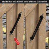 Door closer - Door spring - 36 cm - Outdoor door closer - Gate locks - Garden gate spring - Black - Carbon steel - For wooden fence gates - With mounting accessories