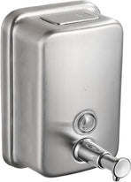 Durable commercial wall-mounted stainless steel soap dispenser with a large capacity for hand soap, rust-resistant design, perfect for bathrooms, hotels, restaurants or homes (brushed silver)