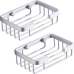 Wall-mounted aluminum soap dish for bathroom and kitchen - Silver, 2 pieces