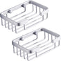 Wall-mounted aluminum soap dish for bathroom and kitchen - Silver, 2 pieces
