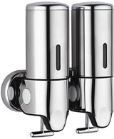 2-in-1 Soap Dispenser - Liquid Dispenser - 2 x 500 ml - 2 Reservoirs - Wall Mounted - Kitchen - Bathroom - Shower - Stainless Steel - 25 x 18.5 x 9 cm - Silver - Hanging Soap Dispenser