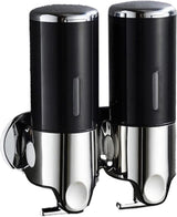 Soap Dispenser - 2 in 1 Liquid Dispenser - Liquid Dispenser - 2 x 500 ml - Wall Mounted Soap Dispenser - Kitchen - Bathroom - Shower - 24.1 x 21.6 x 10 cm - Black