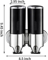 Soap Dispenser - 2 in 1 Liquid Dispenser - Liquid Dispenser - 2 x 500 ml - Wall Mounted Soap Dispenser - Kitchen - Bathroom - Shower - 24.1 x 21.6 x 10 cm - Black