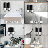 Soap Dispenser - 2 in 1 Liquid Dispenser - Liquid Dispenser - 2 x 500 ml - Wall Mounted Soap Dispenser - Kitchen - Bathroom - Shower - 24.1 x 21.6 x 10 cm - Black