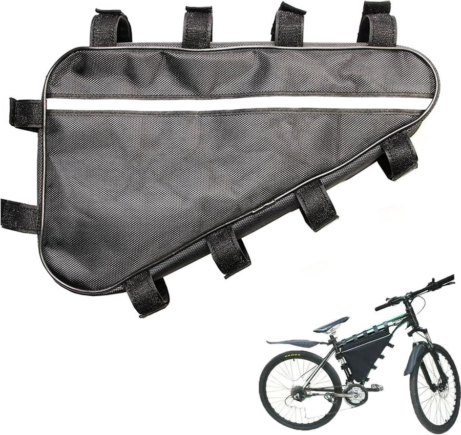 Bicycle bag - Driehoek bag for electric mountain bike battery - Waterproof Oxford cloth box - Large modification - Bicycle box - Bicycle storage tool set (39 x 36 x 22 cm)