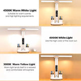 LED Desk Lamp - Table Lamp - Daylight Lamp - Dimmable - USB Rechargeable Touch Desk Lamp - Reading Lamp with Eye Protection in 3 Colors - 3-in-1 LCD Screen - Side View