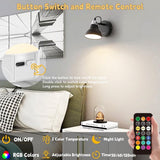 Set of 2 USB rechargeable bulbs with remote control - Battery-operated lamp bulbs - Rechargeable RGB color-changing bulbs - 12 color temperatures - Adjustable brightness - Wireless night light - 800 lm
