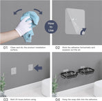 Soap dish - 2 pieces - Soap dish - Shower - Bathroom - Black - Self-adhesive - Space aluminum