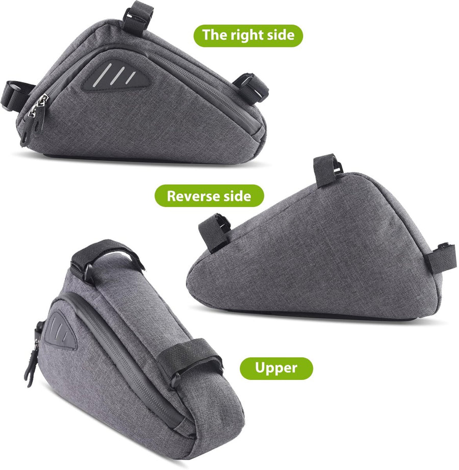 Bicycle pannier - Bicycle frame bag - Waterproof bicycle bag - Triangular bicycle frame bag - Mountain bike and road bike accessories, large capacity - Grijs