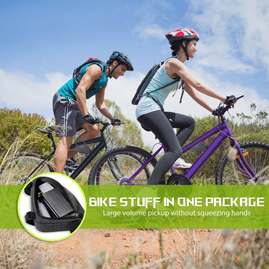 Bicycle pannier - Bicycle frame bag - Waterproof bicycle bag - Triangular bicycle frame bag - Mountain bike and road bike accessories, large capacity - Grijs