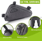 Bicycle pannier - Bicycle frame bag - Waterproof bicycle bag - Triangular bicycle frame bag - Mountain bike and road bike accessories, large capacity - Grijs