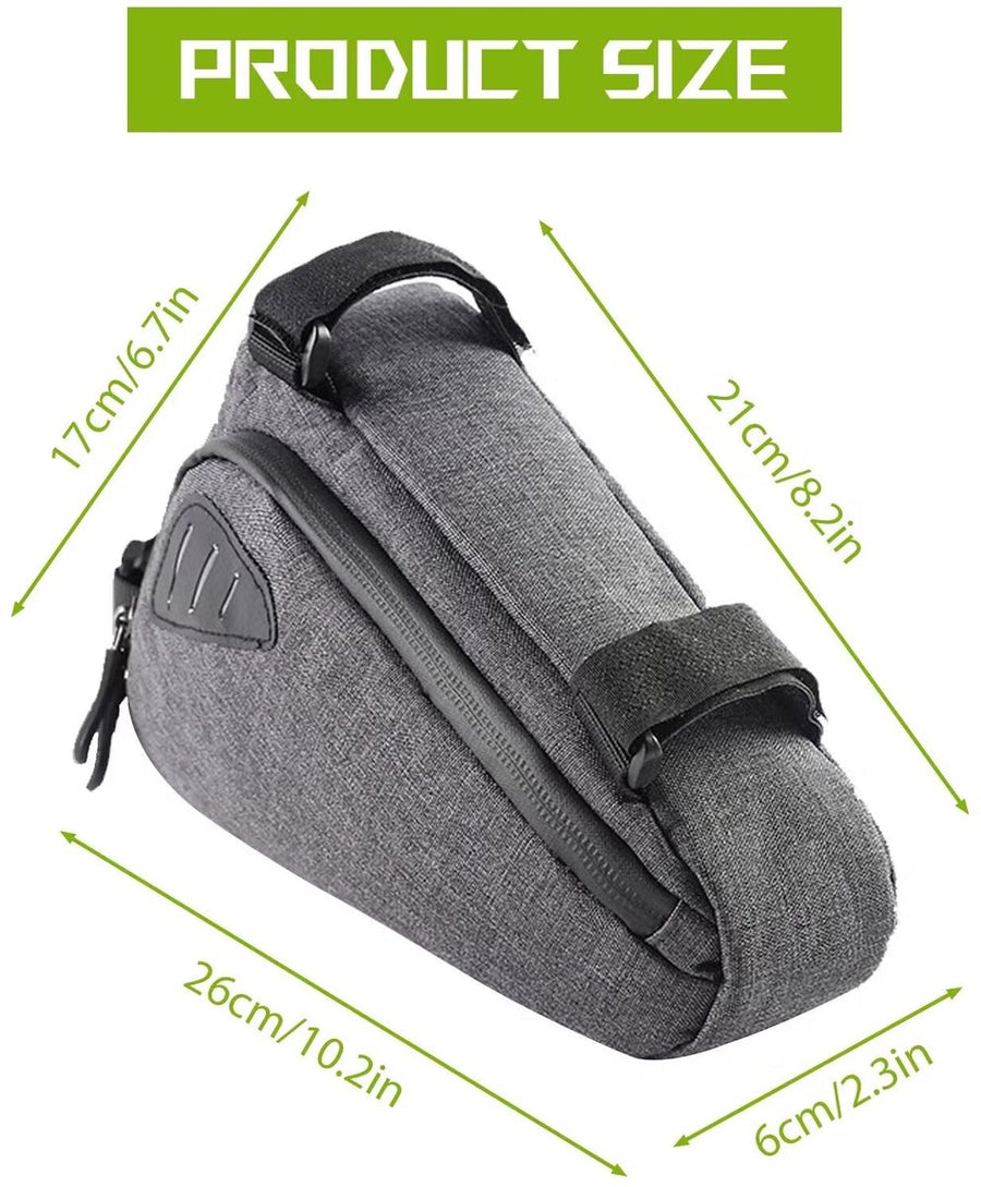 Bicycle pannier - Bicycle frame bag - Waterproof bicycle bag - Triangular bicycle frame bag - Mountain bike and road bike accessories, large capacity - Grijs