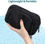 Large black pencil case with 3 compartments for school and office - Front View