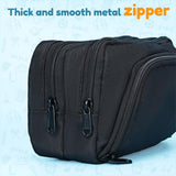 Large black pencil case with 3 compartments for school and office - Rear View