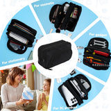 Large black pencil case with 3 compartments for school and office - Close-Up Angle