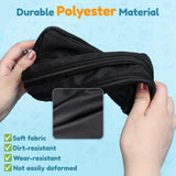 Large black pencil case with 3 compartments for school and office - Low Angle