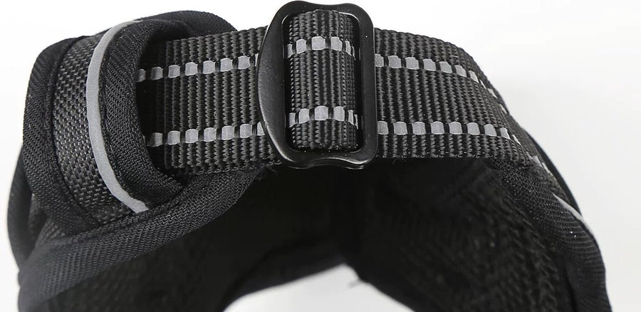 Nixnix - Dog Harness - Size L - Anti-Trek Harness - Dog Harness - Y-Shaped Dog Harness - Reflective - Black